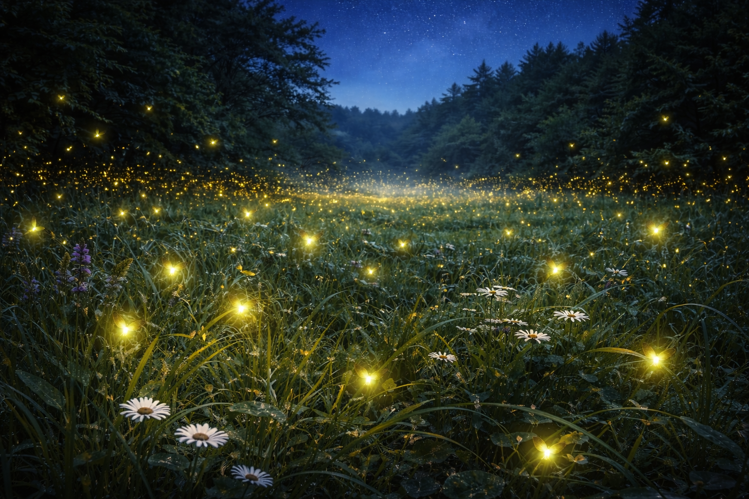 蛍の輝く夏の夜