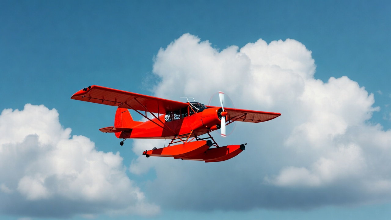 クラシックな赤い飛行艇