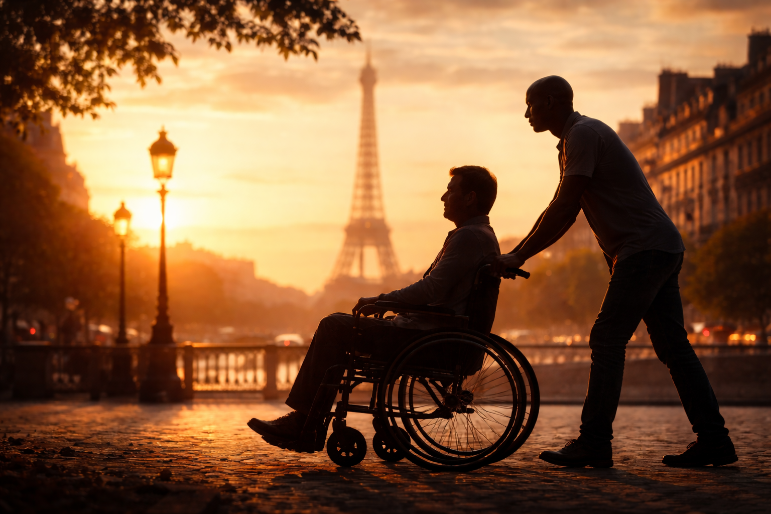 夕暮れのパリの散歩道