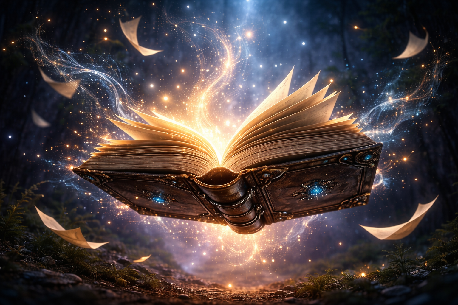 輝く魔法の古代の書籍