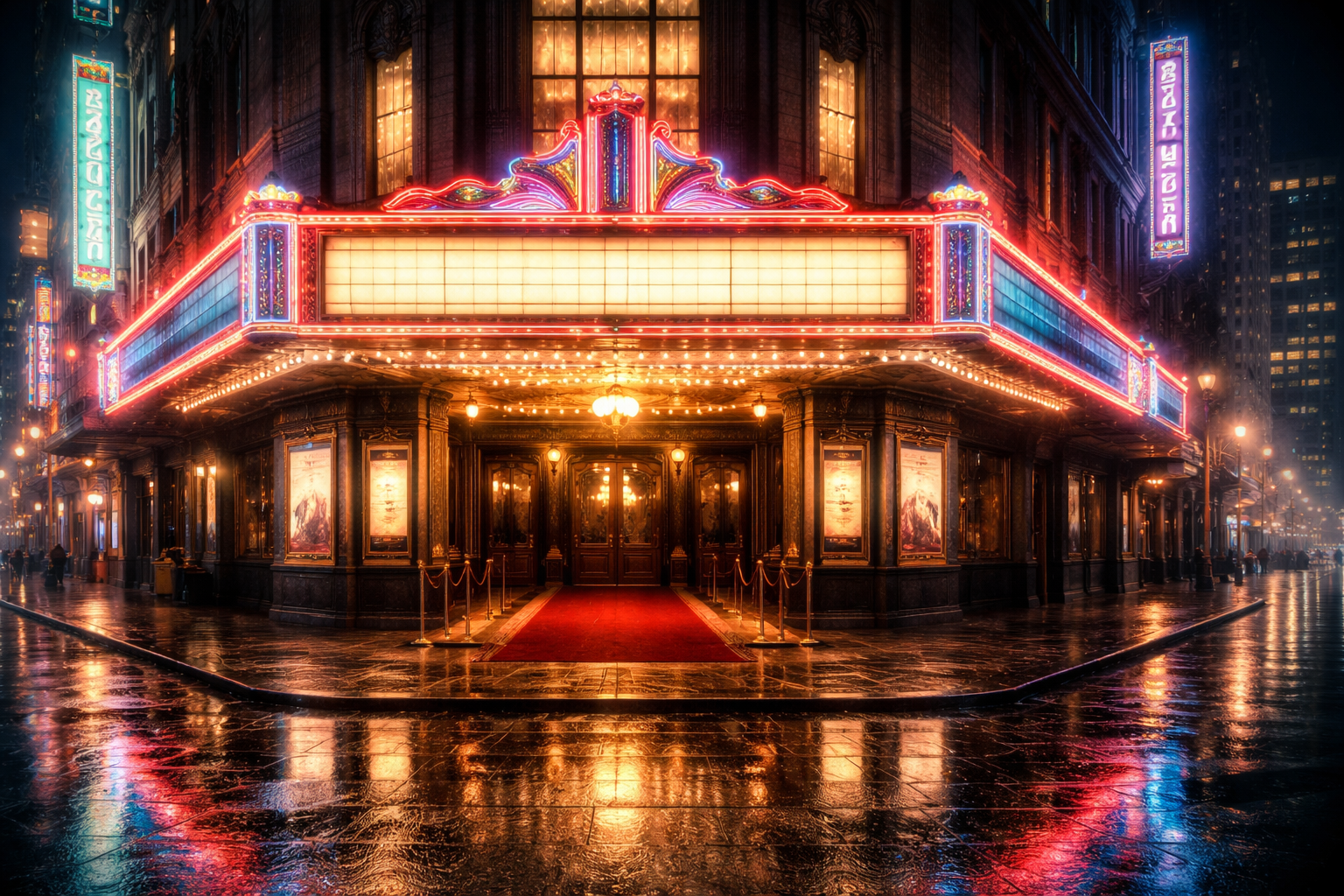 雨の夜の映画館