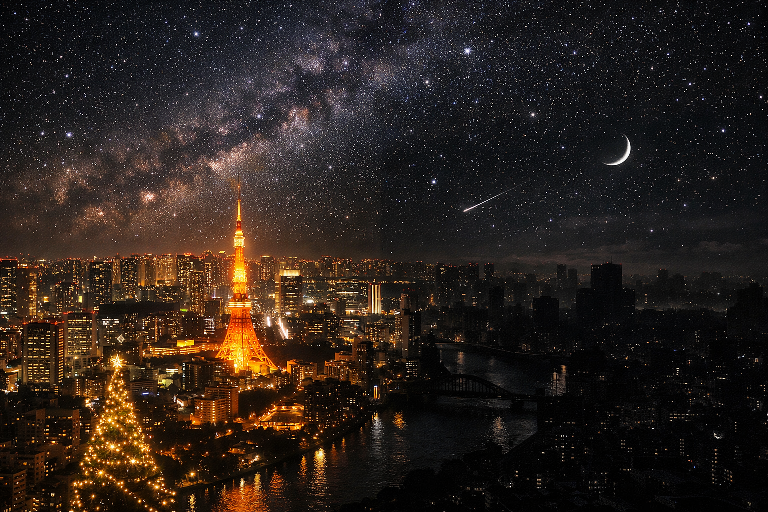 クリスマスイブの東京、光と闇